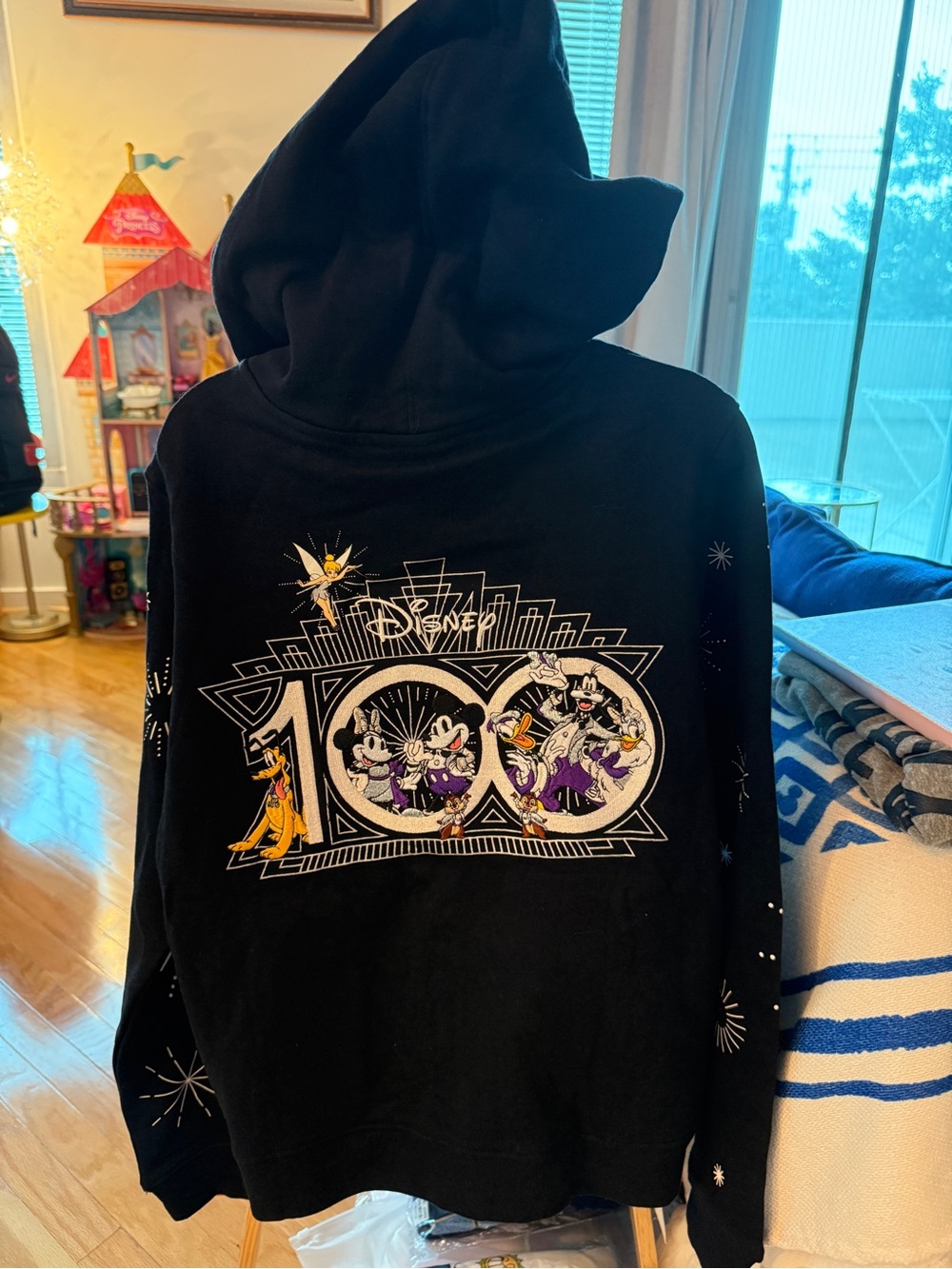 Disney World 100th Anniversary Hoodie Size XS Mickey & Friends Black Sweatshirt